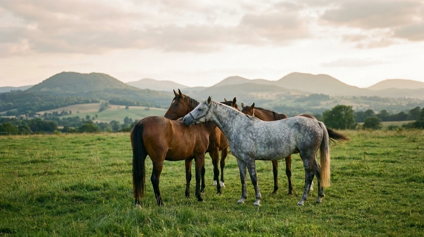 Les chevaux du Écurie du Val de Sioule en liberté, Allier